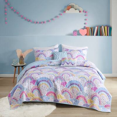 Lucy Printed Rainbow Cotton Reversible Coverlet Set by Urban Habitat Kids