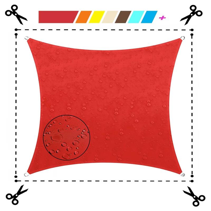 ColourTreeUSA Waterproof Custom Size Red Square Sun Shade Sail Canopy UV Block - 8' x 8'