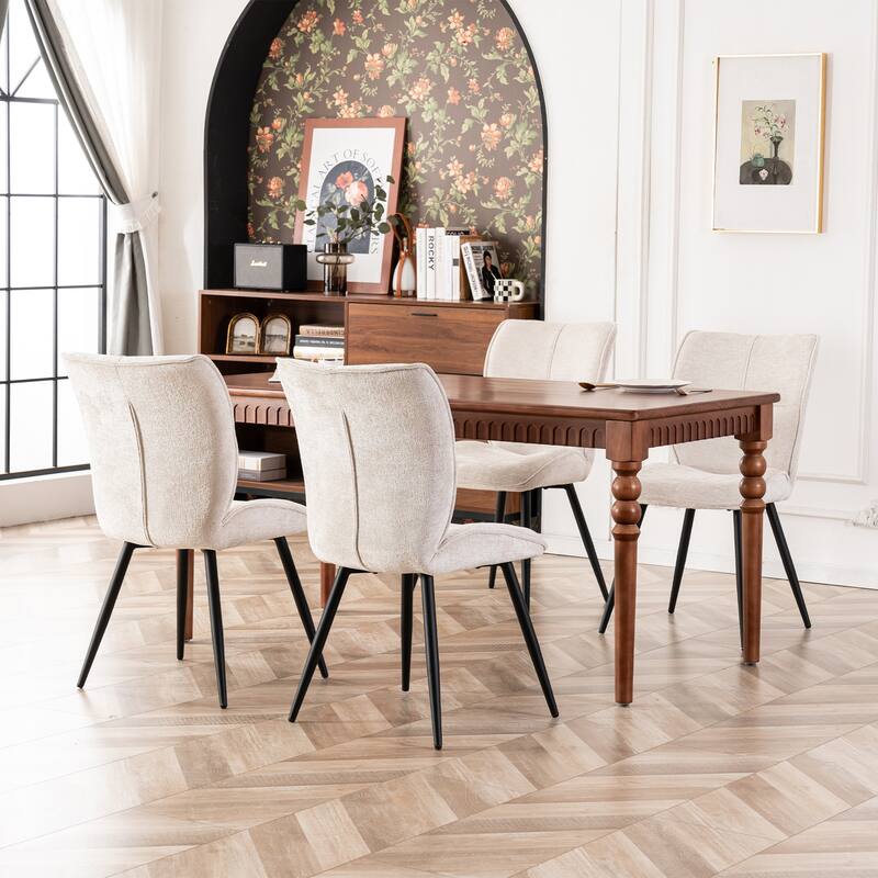 Fabric Upholstered High Back Dining Chairs Set of 2