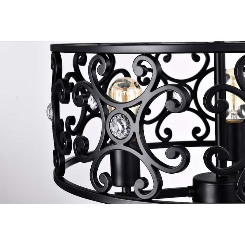 Theofy 18 Inch Glam-Modern Drum Shade Semi Flush Mount 3-Light