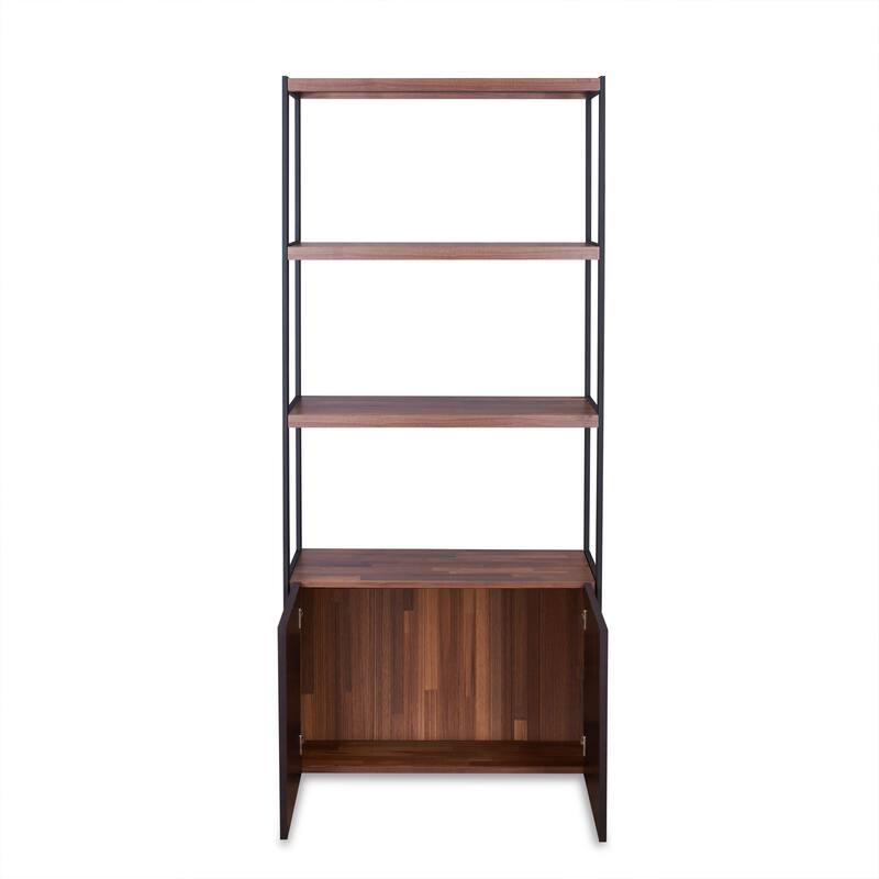 Walnut and Sandy Black Finish Bookshelf