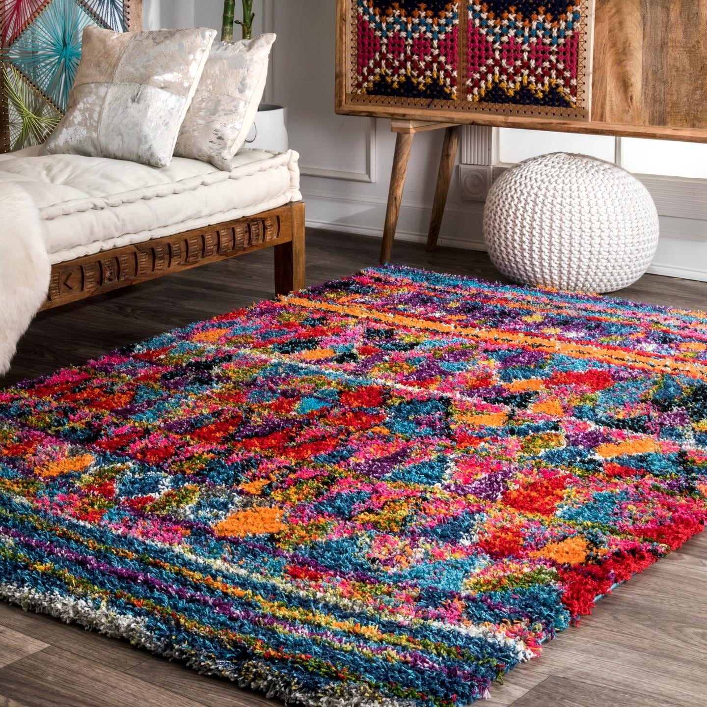 Nuloom Multi Soft and Plush Whimsical Kite Motifs Shag Rug - Bed