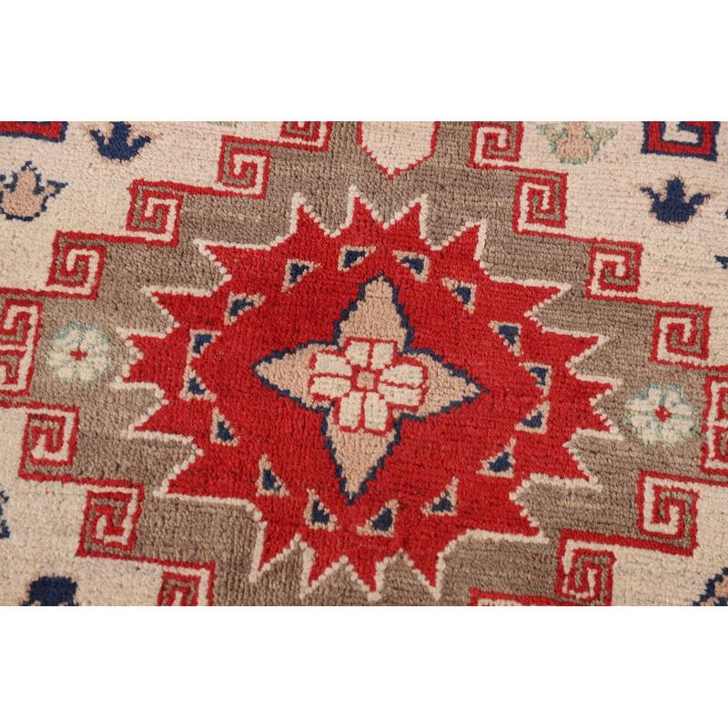 Geometric Red Kazak Oriental Area Rug Hand-Knotted Wool Carpet - 8'3"x 10'0"