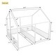 preview thumbnail 5 of 11, Twin Size Metal Platform Beds with Shared Design ,House-Shaped Roof and Guardrails for Safety and Fun