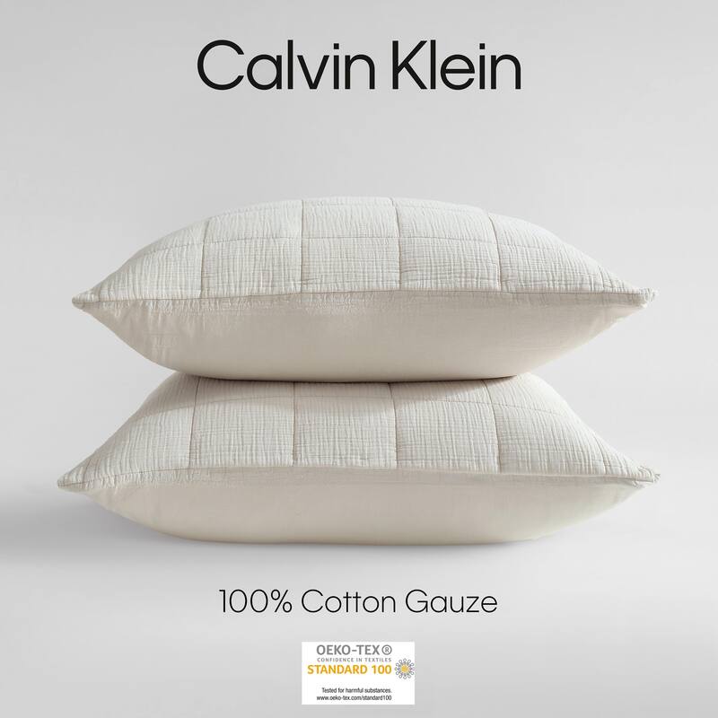 Calvin Klein Cotton Gauze Solid Cotton 2 Piece Euro Sham Set