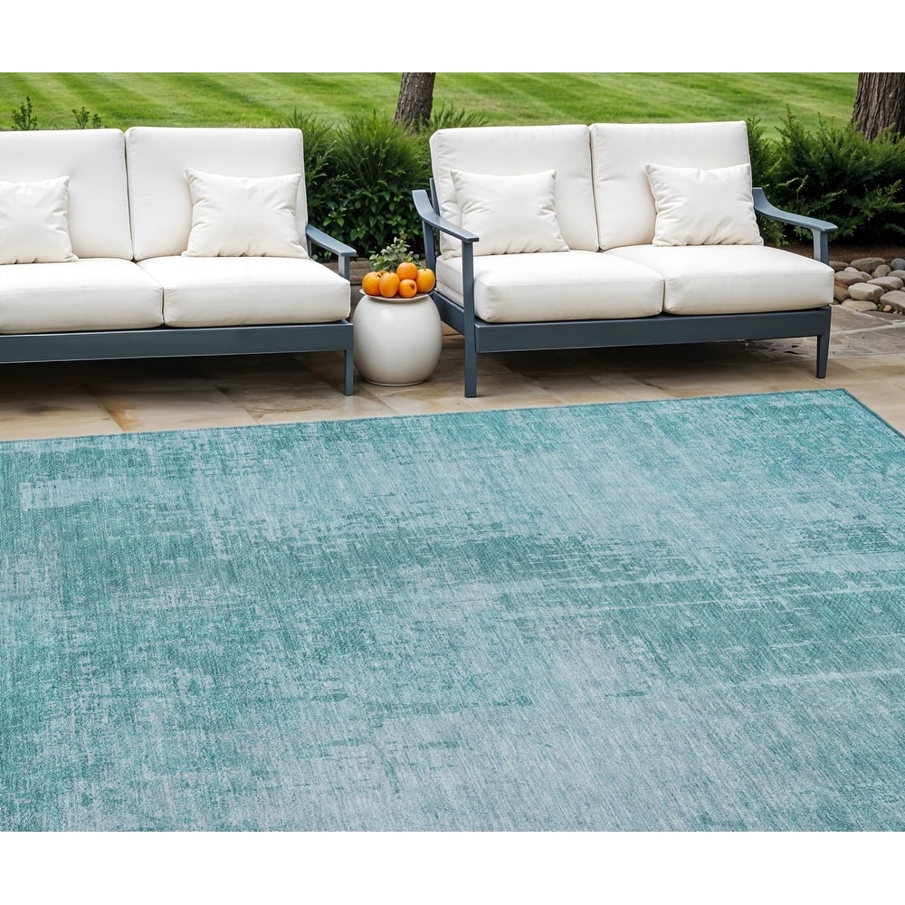 HomeRoots Abstract Transitional Rectangle Outdoor Rug