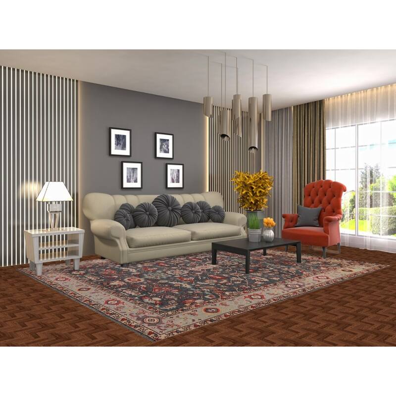 Blue Oushak Indian Area Rug Handmade Wool Carpet - 7'9"x 9'8"