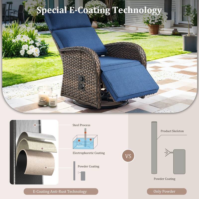 Pocassy Reclining Patio Chair with Adjustable Backrest
