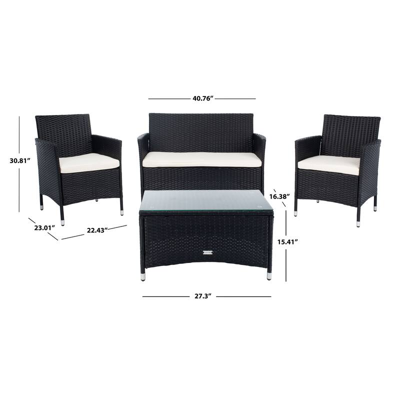 SAFAVIEH Outdoor Tamya 4-Piece Patio Conversation Set - 41W x 31D x 23H