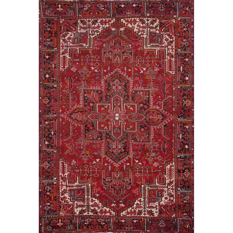 Hand Knotted Oriental 100% Wool Carpet Traditional Medallion Red Heriz Area Rug - 11' 8'' X 8' 8''