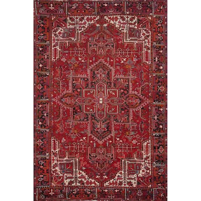 Hand Knotted Oriental 100% Wool Carpet Traditional Medallion Red Heriz Area Rug - 11' 8'' X 8' 8''