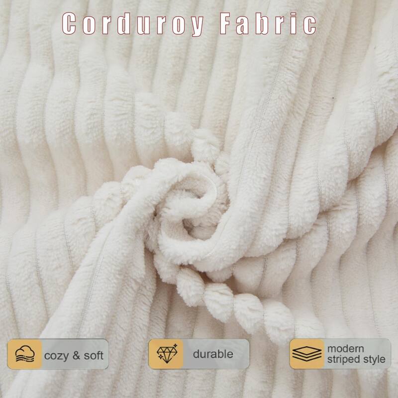 Modern Convertible Loveseat Sofa Bed, Corduroy Fabric Foldable Floor Couch w/5 Pillows, Side Pockets & Cup Holders, No Assembly