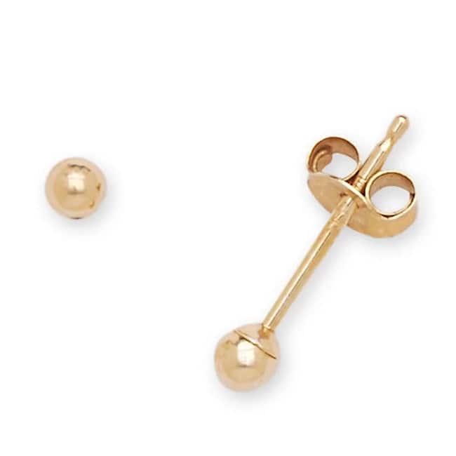 Curata 14k Yellow Gold Polished Classic Ball Pushback Stud Earrings - 2mm-10mm