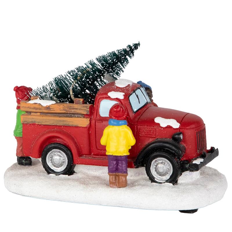 Family Bringing Home the Tree Christmas Village Display Piece - 6"