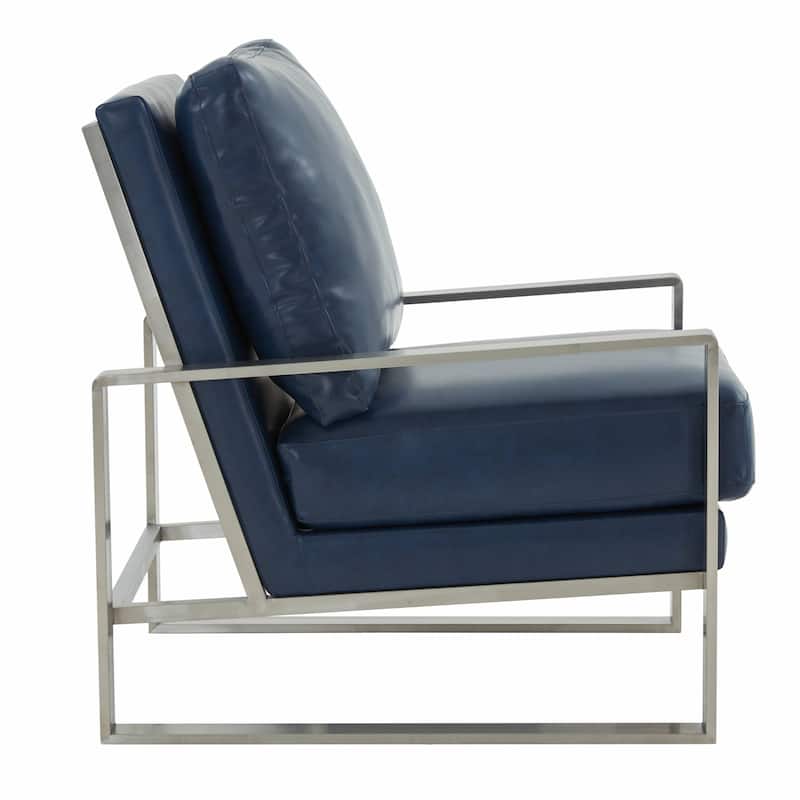 Jefferson Modern Velvet Accent Chair with Brushed Silver Frame, Plush Cushions, and Scratch-Resistant for Home or Office - 29.2