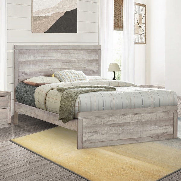 slide 2 of 19, Rustic Full Pine Platform Bed Frame with Natural Wood Look Rustic White - Full