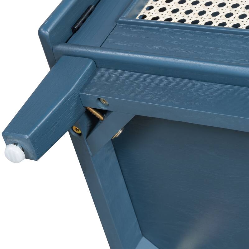 Roomfitters Entryway Storage Bench, Boho Rattan Cabinet, Hallway Organizer Seat with Cushion