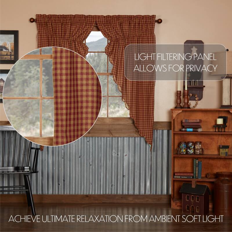 Check Scalloped Prairie Short Panel Set of 2 63x36x18 - 63x36