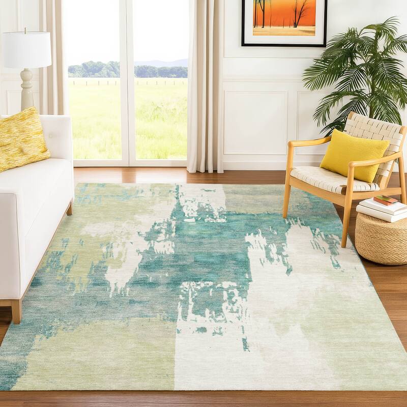 Machine Washable Indoor/ Outdoor Contemporary Fusion Chantille Rug