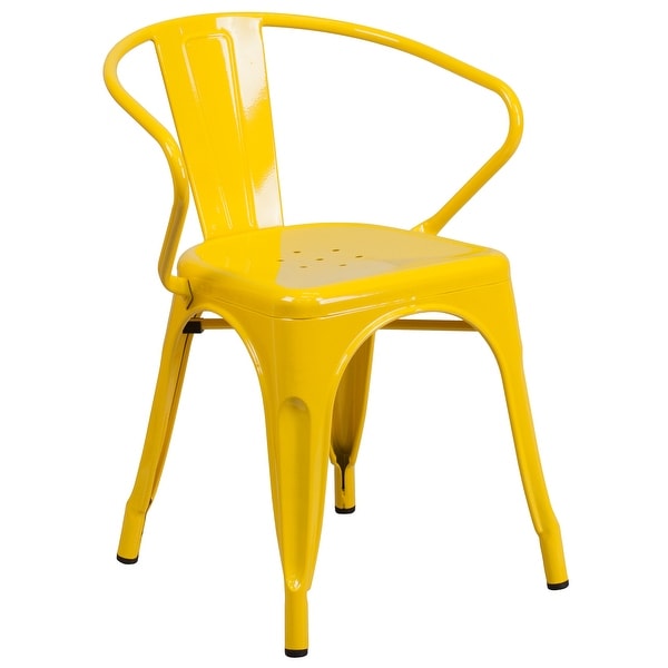 Metal Indoor-Outdoor Chair with Arms - 21.5"W x 19"D x 27.75"H. Opens flyout.
