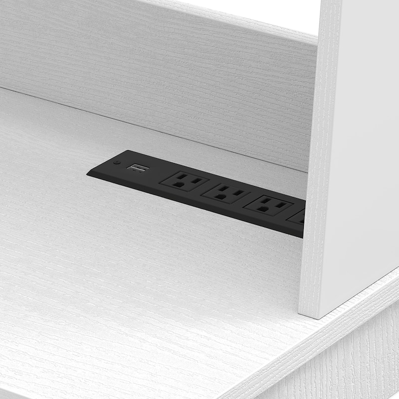 Moasis Craft Table with Storage Cabinet, USB Ports and AC Outlets, Crafting Organizer Compatible with Cricut Machine