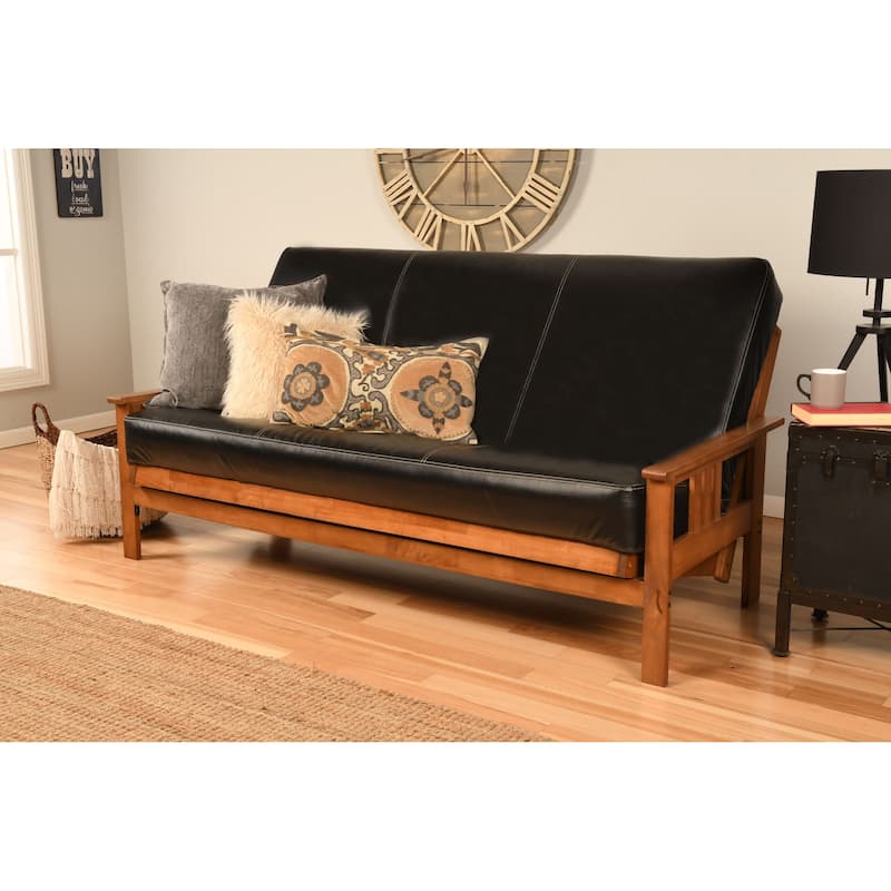 Somette Monterey Sofa in Barbados Finish with Removable Faux Leather Mattress Cover