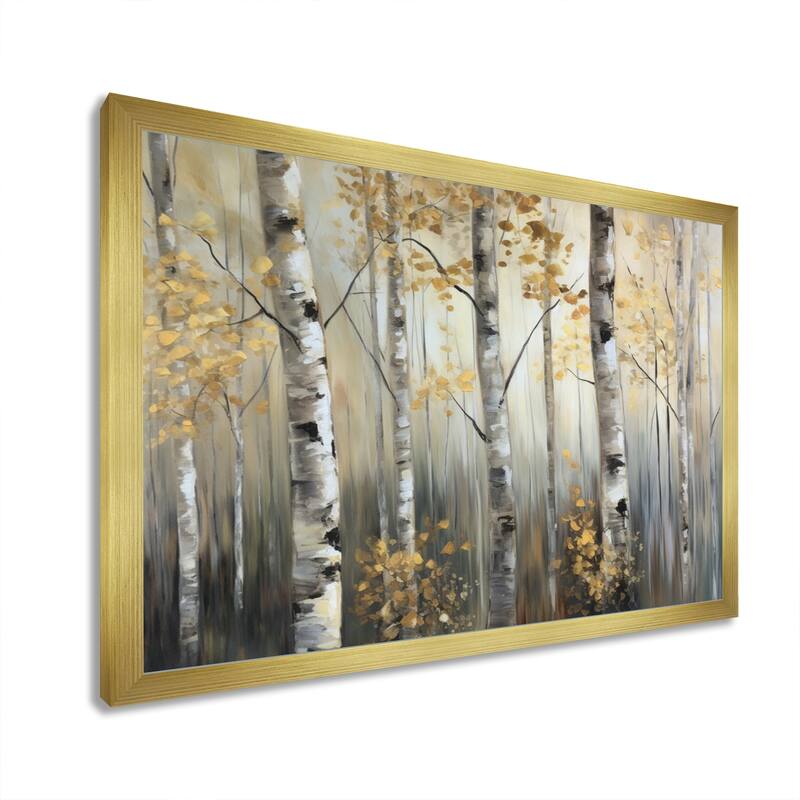Designart "Birch Tree Forest Wonderland Ii" Tree Framed Wall Art For Living Room