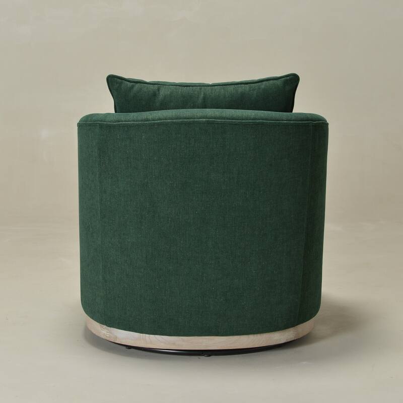KINWELL 31" Wide Linen Fabric Upholstered Swivel Barrel Accent Chair