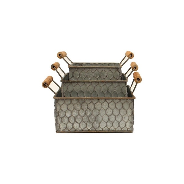 Western Moments Basket Set Galvanized Set of 3 Handles Silver - One Size. Opens flyout.