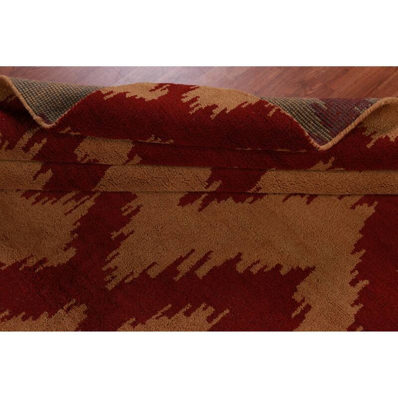 Hand Knotted Oriental 100% Wool Carpet Modern Geometric Oranges & Rust Moroccan Area Rug - 11' 8'' X 8' 10''