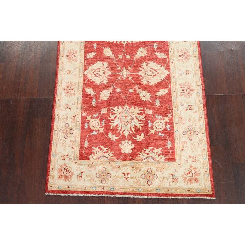 Vegetable Dye Floral Chobi Peshawar Area Rug Hand-knotted Wool Carpet - 3'3" x 5'3"