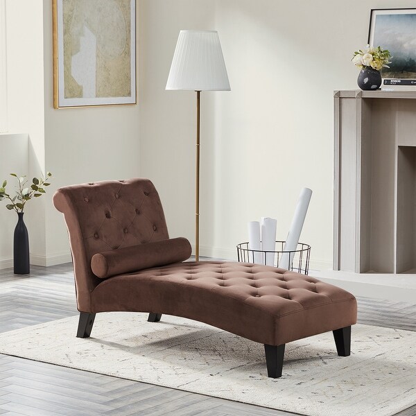 Belleze Chaise Lounge Chair Rest Sofa Couch Lumber Pillow Brown