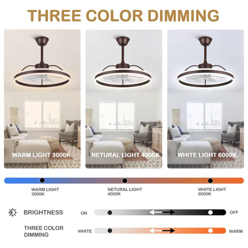 20"/24"/72" Oaks Aura Cotti Low Profile Dimmable Smart Ceiling Fan with Lights 6-Speed Flush Mount Modern Remote