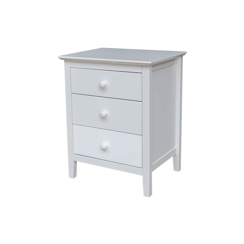 International Concepts Solid Wood Bedroom Nightstand with 3 Drawers