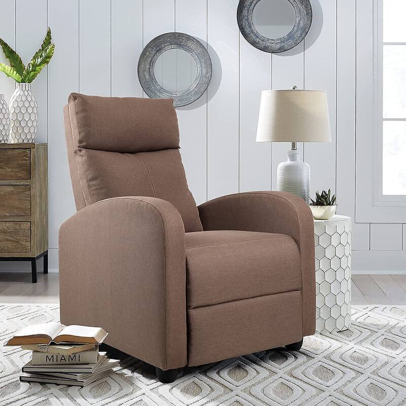 Furniwell Massage Recliner Thick Padded Single Linen Fabric Recliner