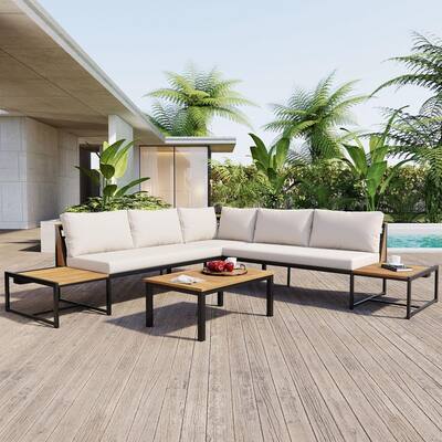 4-Piece Patio Furniture Set, Outdoor Sofa with Waterproof Cushions for Stylish Garden Relaxation