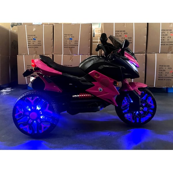 dimension image slide 7 of 8, 12V Kids Electric Ride-On Motorcycle with Manual Throttle, LED Wheel Lights, Bluetooth Music- Battery Powered Motorbike