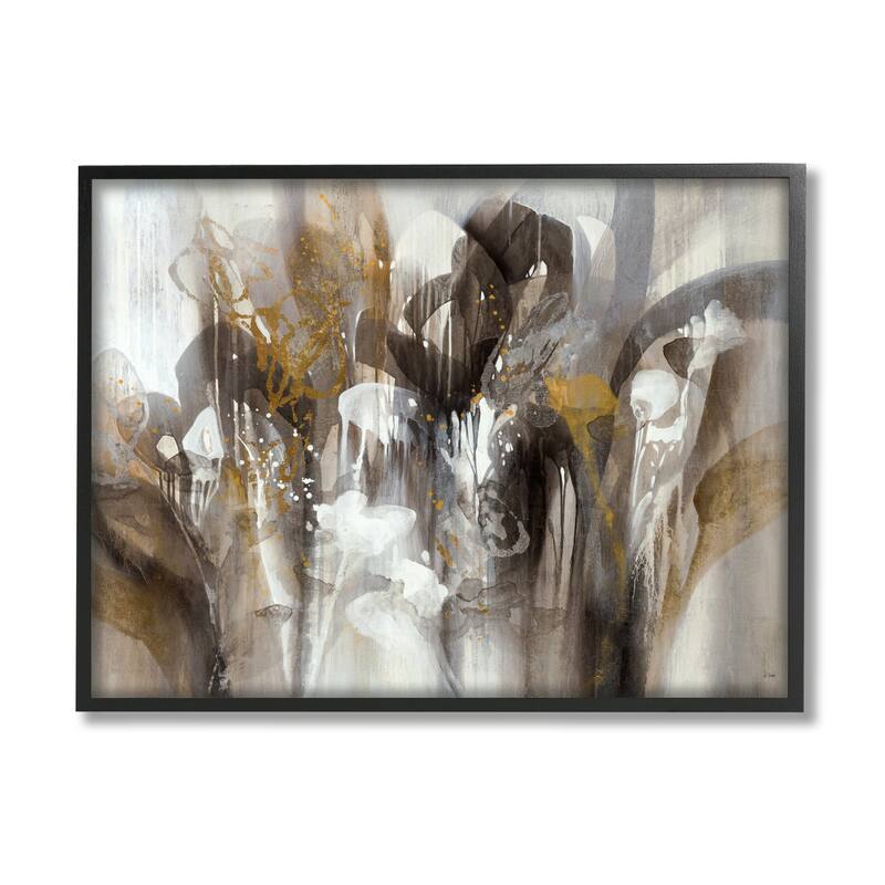 Stupell Abstract Cascading Shapes Modern Brown White Black Painting Framed Wall Art
