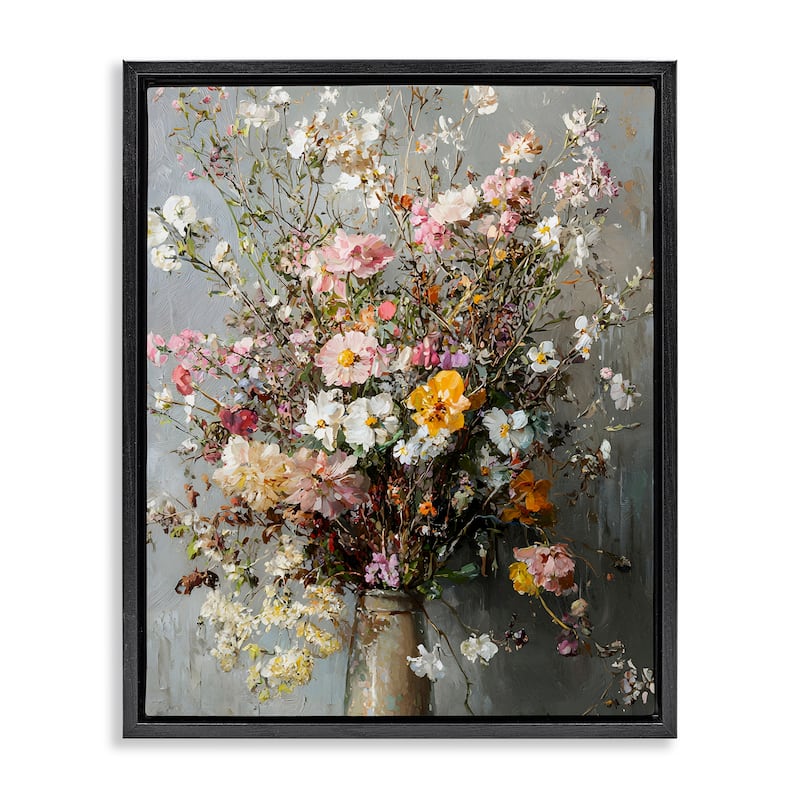 Stupell Overflowing Spring Flowers Framed Floater Canvas Wall Art Design By Franklyn Gregory - 25 x 31 - Black