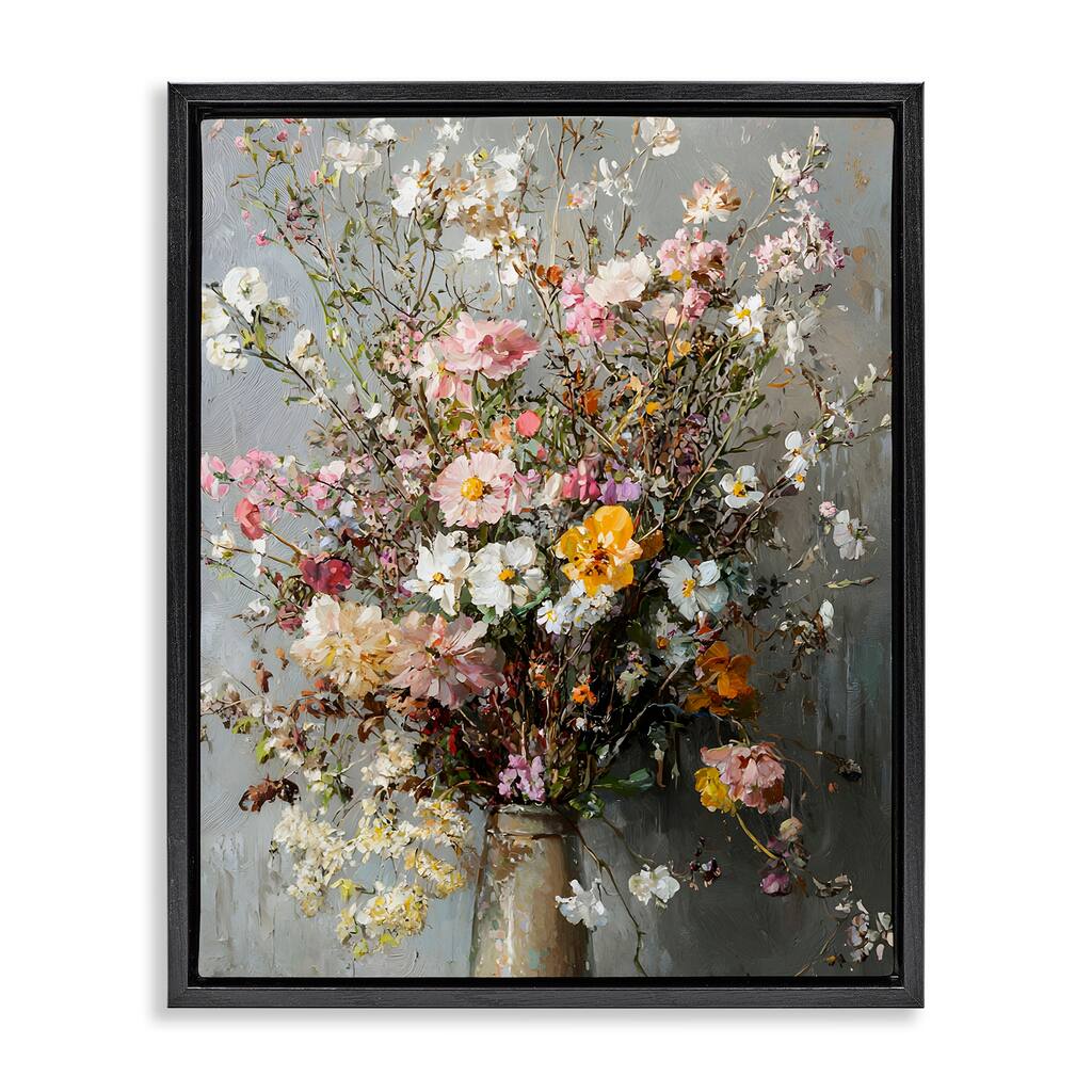 Stupell Overflowing Spring Flowers Framed Floater Canvas Wall Art Design By Franklyn Gregory