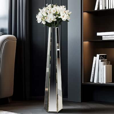 28" Tall Floor Vase Mirror Silver Large Flower Vases