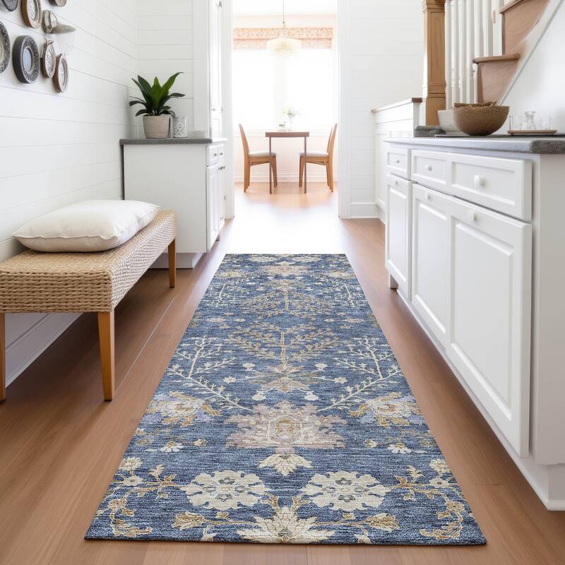 Premium Washable Super Soft Traditional Ozark Mayfield Rug - Blue - 2'3" x 7'6"