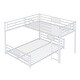 preview thumbnail 18 of 26, L-Shaped Metal Bunk Bed with Ladder and Guardrails, Twin Over Full Size Heavy Duty Bunk Bedframe with Slats Support