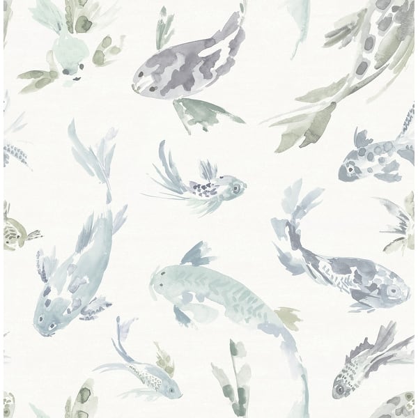 slide 2 of 7, A-Street Prints Koi Seafoam Fish Wallpaper