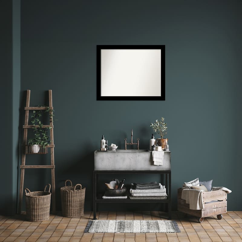 Basic Narrow Non-Beveled Wood Framed Bathroom Vanity Wall Mirror