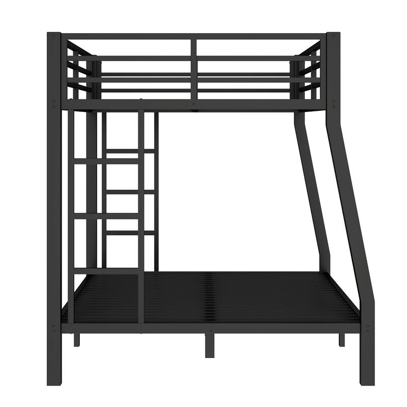 Roomfitters Full XL over Queen Metal Bunk Bed with Dual Ladders, Heavy Duty Steel Frame, Black