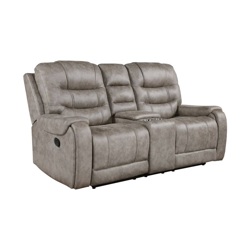Gerald Microfiber Manual Double Reclining Loveseat - Grayish Brown