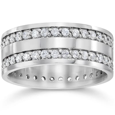 1 1/2ct Diamond Eternity Wedding Anniversary Gold Ring 7MM