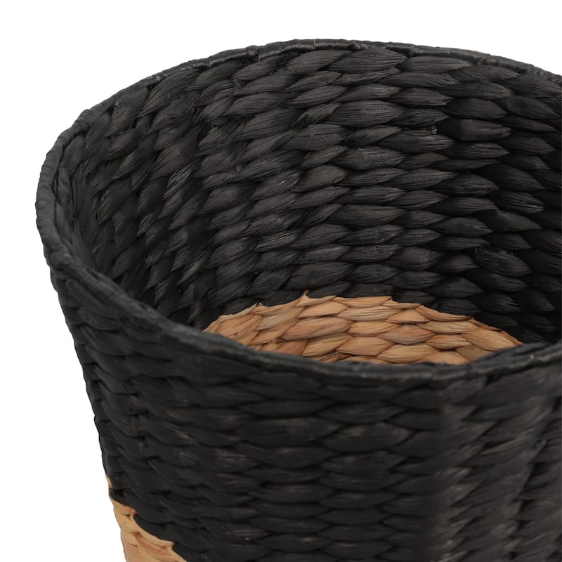 Toby Two-Tone Handwoven Water Hyacinth 3.1-Gallon Tapered Round Wicker Watebasket (Set of 2)