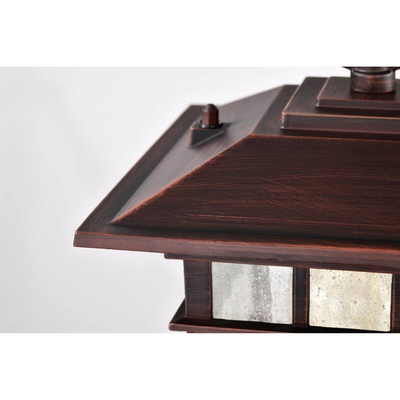 Cove Neck Outdoor Medium Post Light Pole Lantern 1 Light Rustic Bronze Clear Seeded Glass - Rustic Bronze